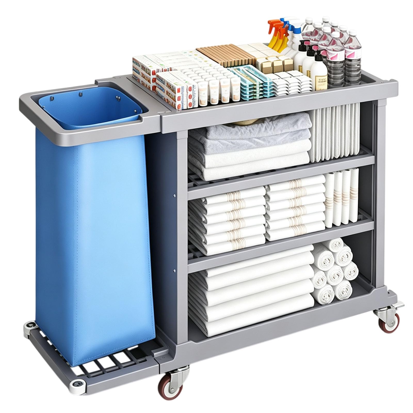Vttui Hotel Linen Cart, Commercial Cleaning Trolley