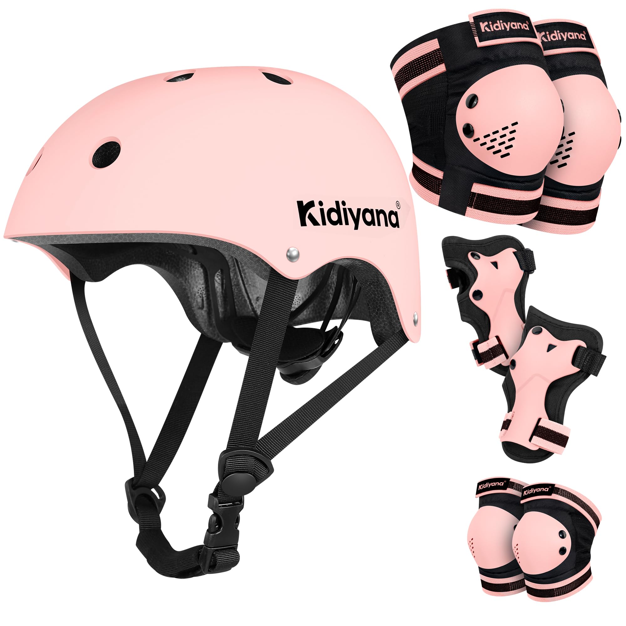 Kids Protector Set, Rodilleras, Coderas y muñequeras, Equipo de protección para patinetes, Patines en línea, monopatines y Bicicletas, Transpirable, Ligero, S (2-6 años) & M (6-14 años)