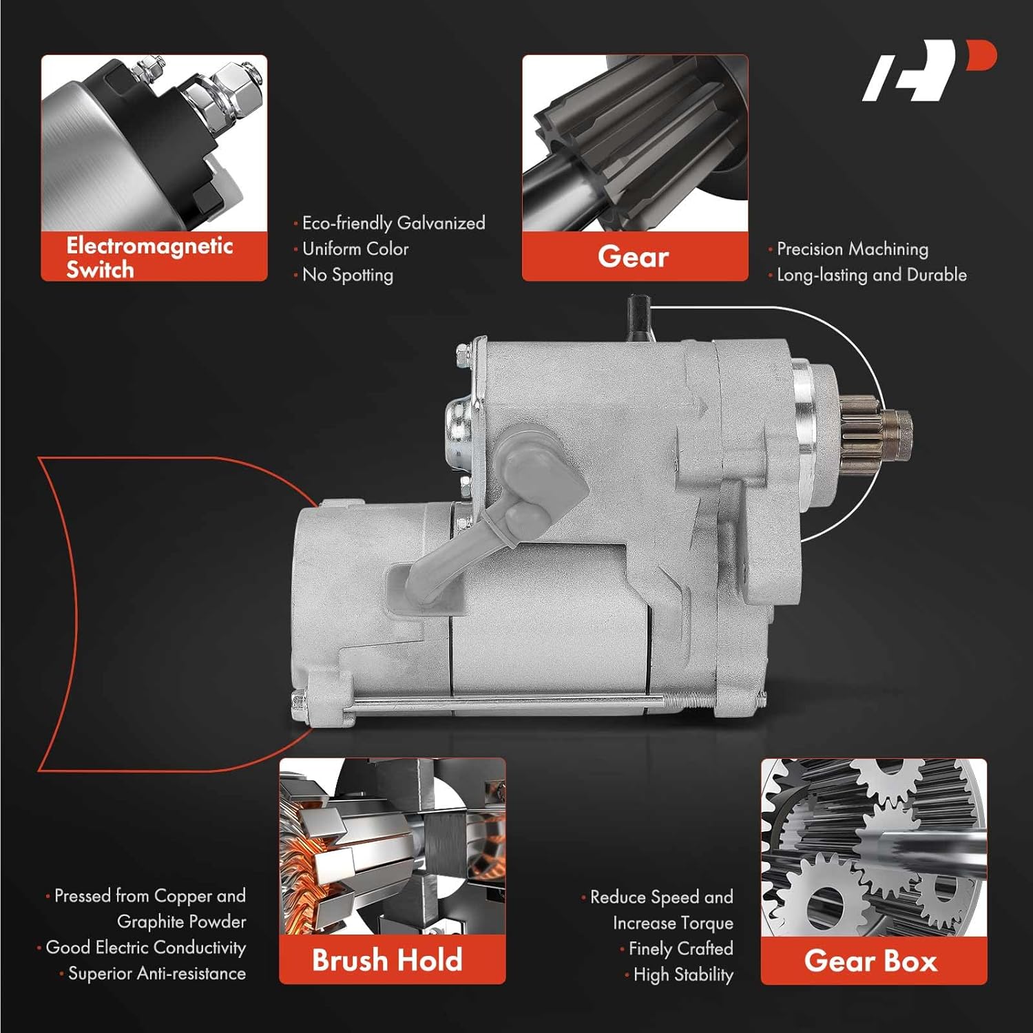 A-Premium Starter Motor Compatible with Lexus GS430 2001-2007, LS430 2001-2006, SC430 2002-2010, V8 4.3L, 12V 2.0KW 9-Teeth Clockwise