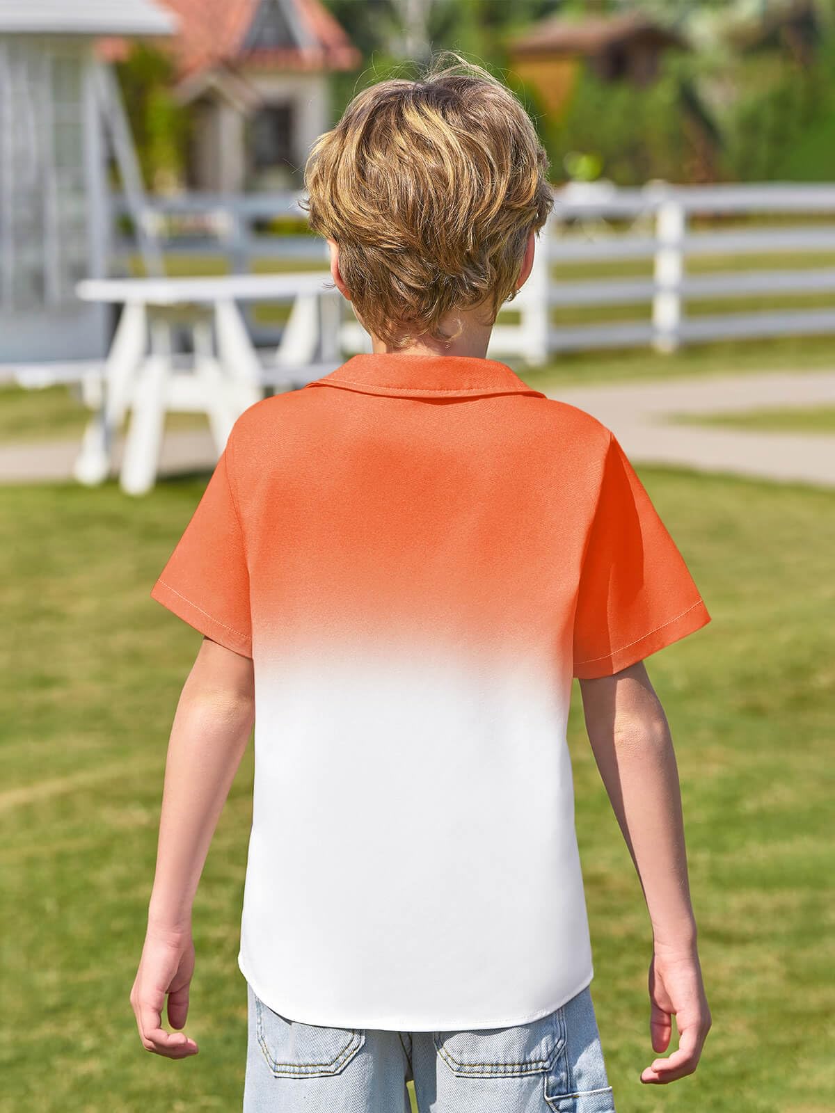 Haloumoning Camicia a maniche corte con bottoni, per bambini, estiva, casual, da spiaggia, hawaiana, 5-14 anni