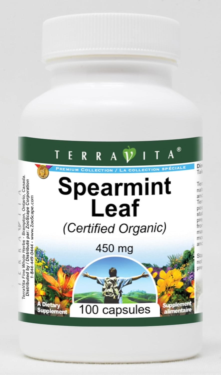 Spearmint Leaf (Certified Organic) - 450 mg (100 Capsules, ZIN: 518736) - 3 Pack