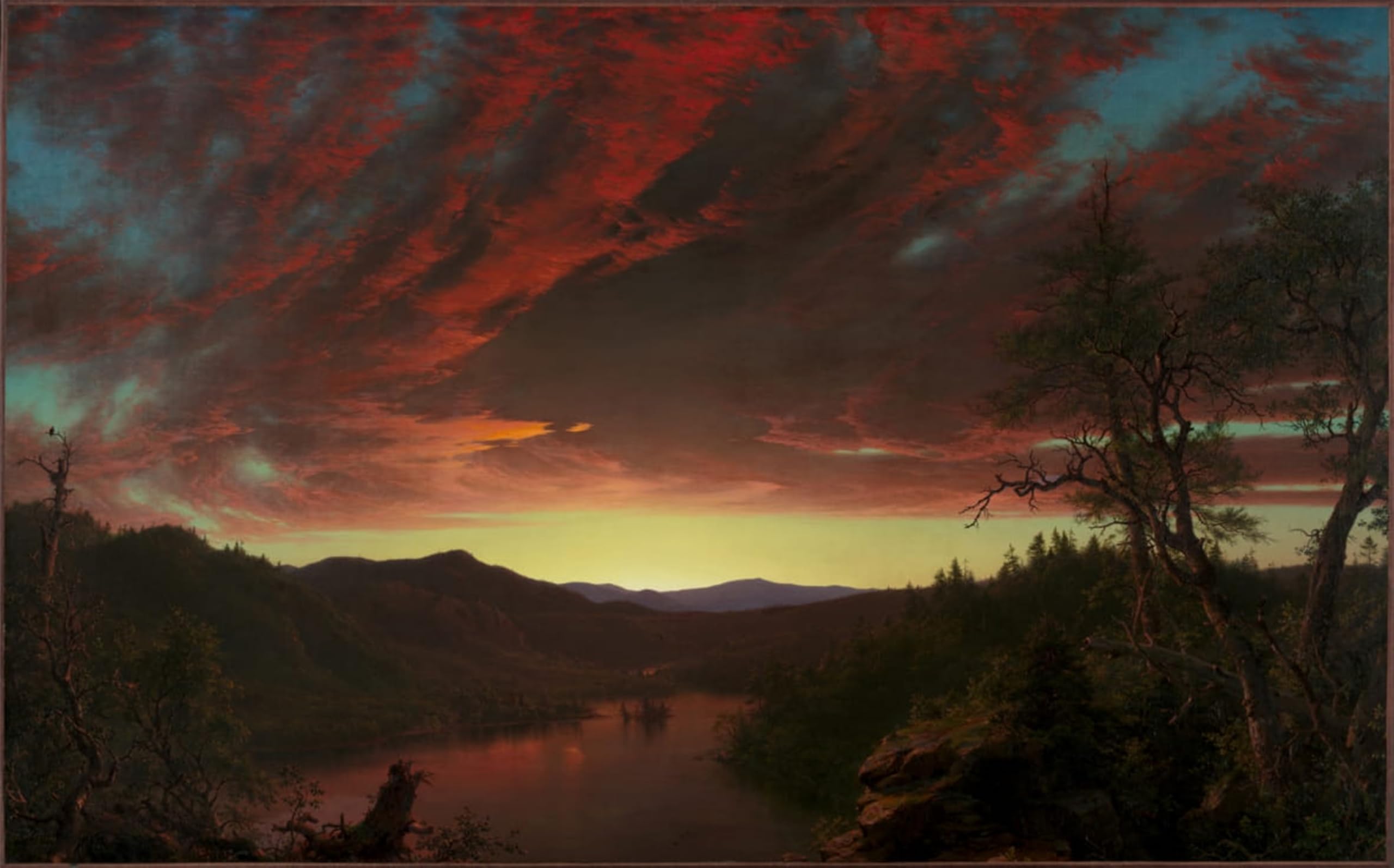 ARTXLXXBN Famous Print Painting Colorful Art Print Twilight in the Wilderness by Frederic Edwin Church Canvas Art Decorations for Home Decor 60x90cm