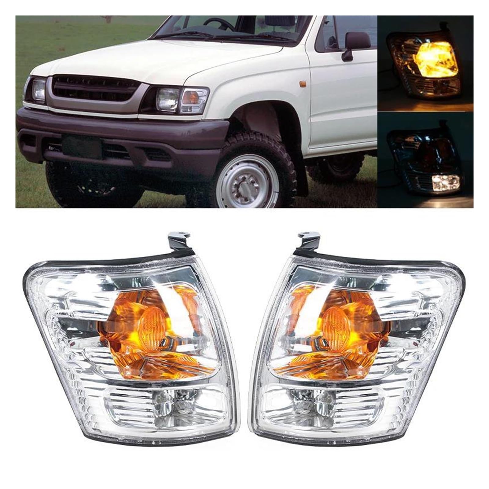 Direccional Coche Faro Delantero Con Bombilla Para Hilux 2001, 2002, 2003, 2004, 2005, Luz Ancha, Señal De Giro, Indicador De Luz De Esquina Delantera Señalizador Giro(Left and Right)