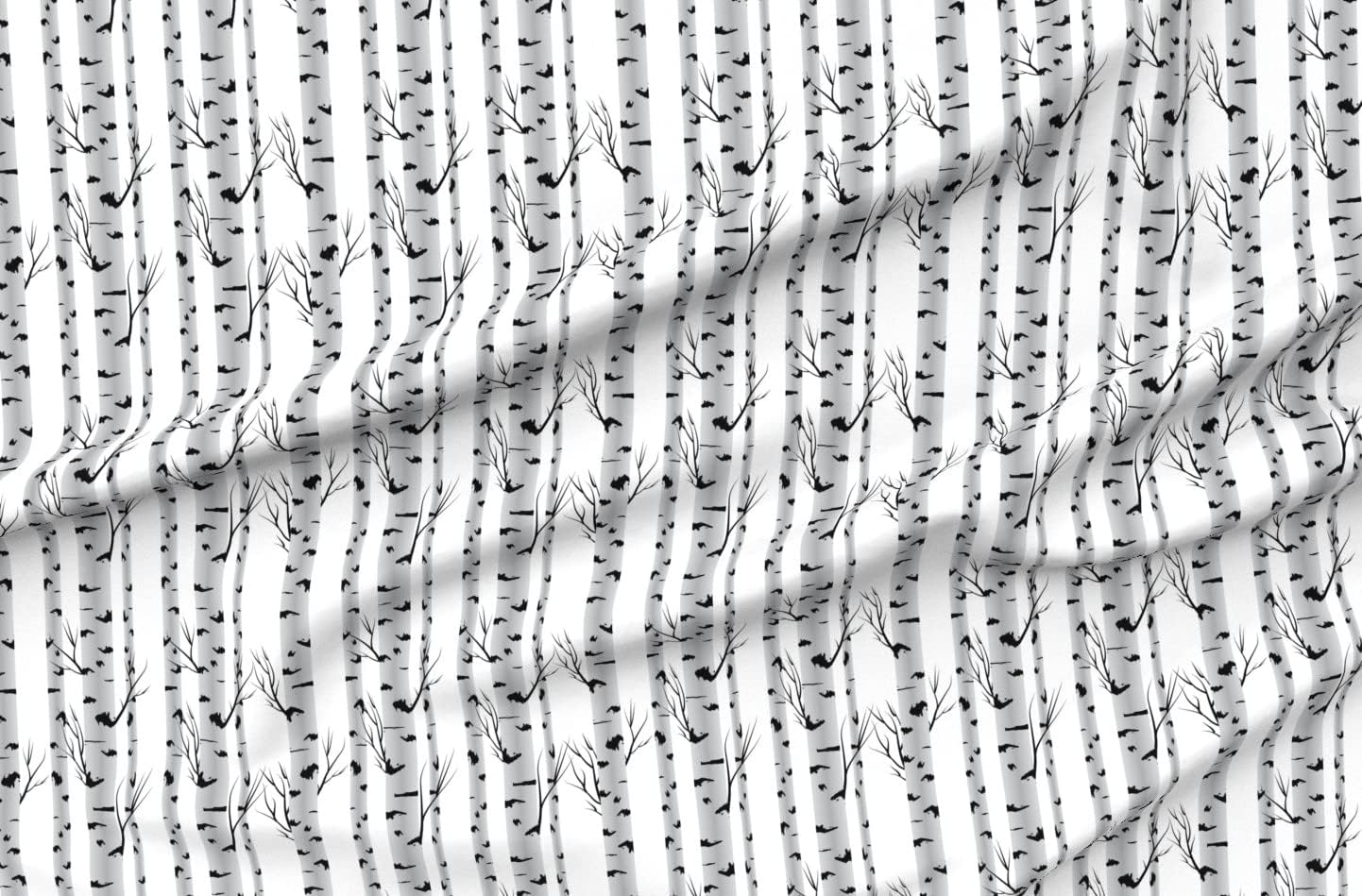 Spoonflower Fabric - Wood Grove Birch Bark Aspen Tree Forest Trees Holiday Printed on Organic Cotton Sateen Fabric by The Yard - Sewing Quilting Apparel Home Decor