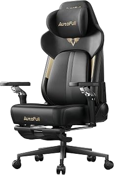 AutoFull M6 Ergonomic Gaming Chair with 3rd-Gen Dynamic Lumbar Support, Lumbar & Leg Massage, Ventilated & Heated Seat, 360 Mechanical Armrests, Retractable Footrest Black