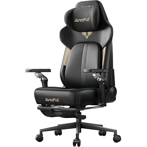 AutoFull M6 Ergonomic Gaming Chair – with 3rd-Gen Dynamic Lumbar Support, Lumbar & Leg Massage, Ventilated & Heated Seat, 360° Mechanical Armrests, Retractable Footrest (Black)