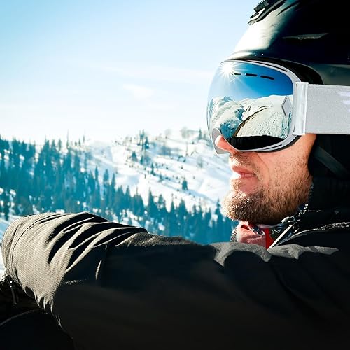 Miniatura 7 de EXP VISION Gafas de esquí de snowboard para hombres, mujeres y jóvenes, antiempañamiento OTG, gafas de nieve de invierno, lentes desmontables