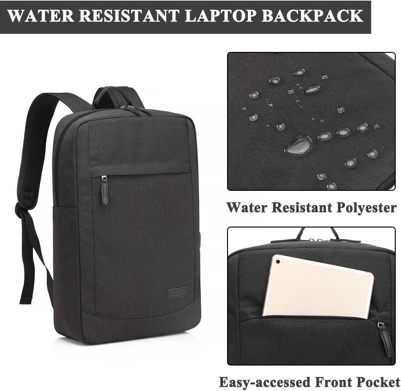 VASCHY 17 inch Laptop Backpack for Men with USB Port Lightweight Slim Business Backpack