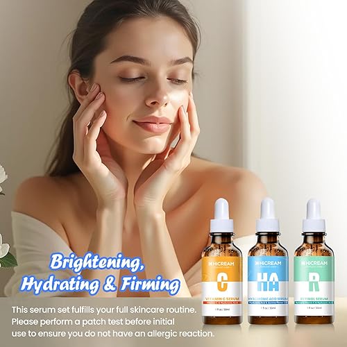 Miniatura 9 de Set de Suero Facial de 3 Piezas, Incluye Vitamina C, Ácido Hialurónico y Retinol - Set de Cuidado de la Piel para Iluminar, Reafirmar, Hidratar -