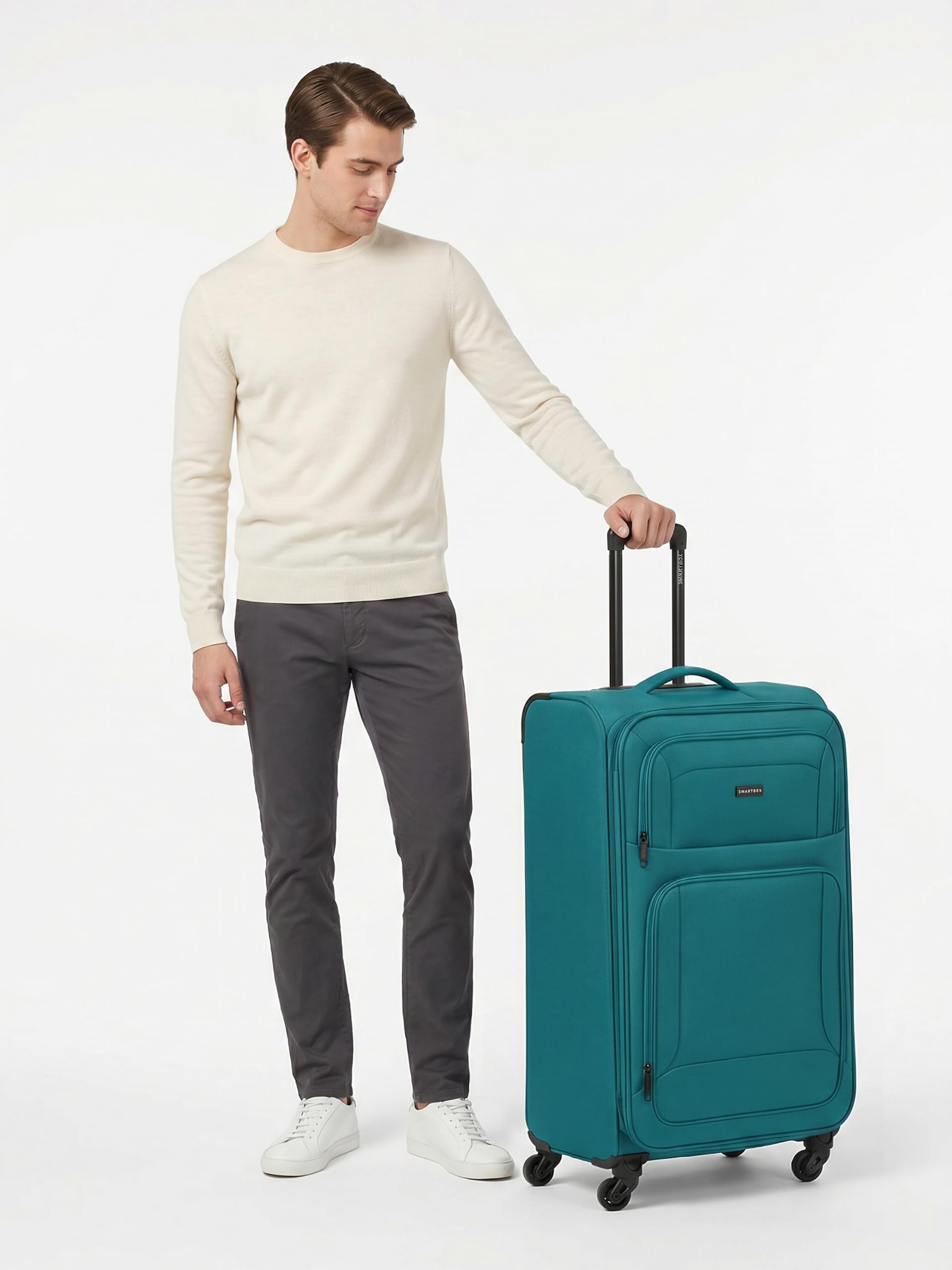 Smartbox Duża miękka walizka Check-in dla kobiet i mężczyzn, duża walizka XL 46 x 31 x 78 cm, 4 rolki i zamek szyfrowy, możliwość rozszerzenia o elastyczną zakładkę, lekka, 3,6 kg (edycja 04)