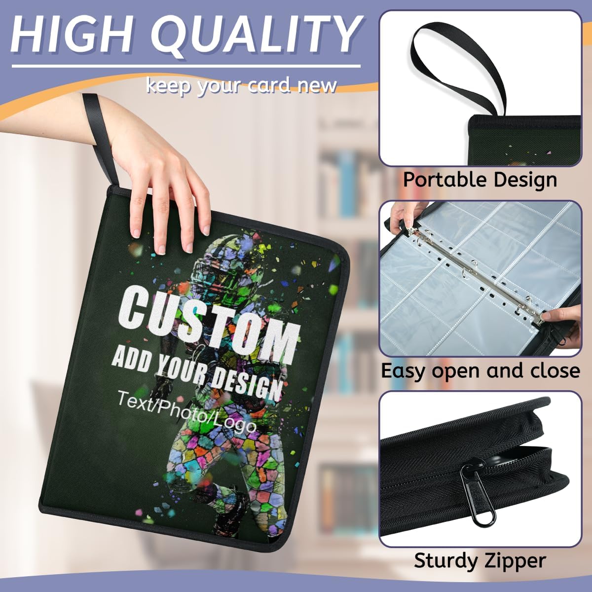 Custom Polyeaster Sports Card Binder - Personalized Trading Cards Binder Organizer Customized Collectible Game Card Albums Folder Gift for Pokémon YuGiOh MTG TCG Game Cards & Baseball Cards Storage