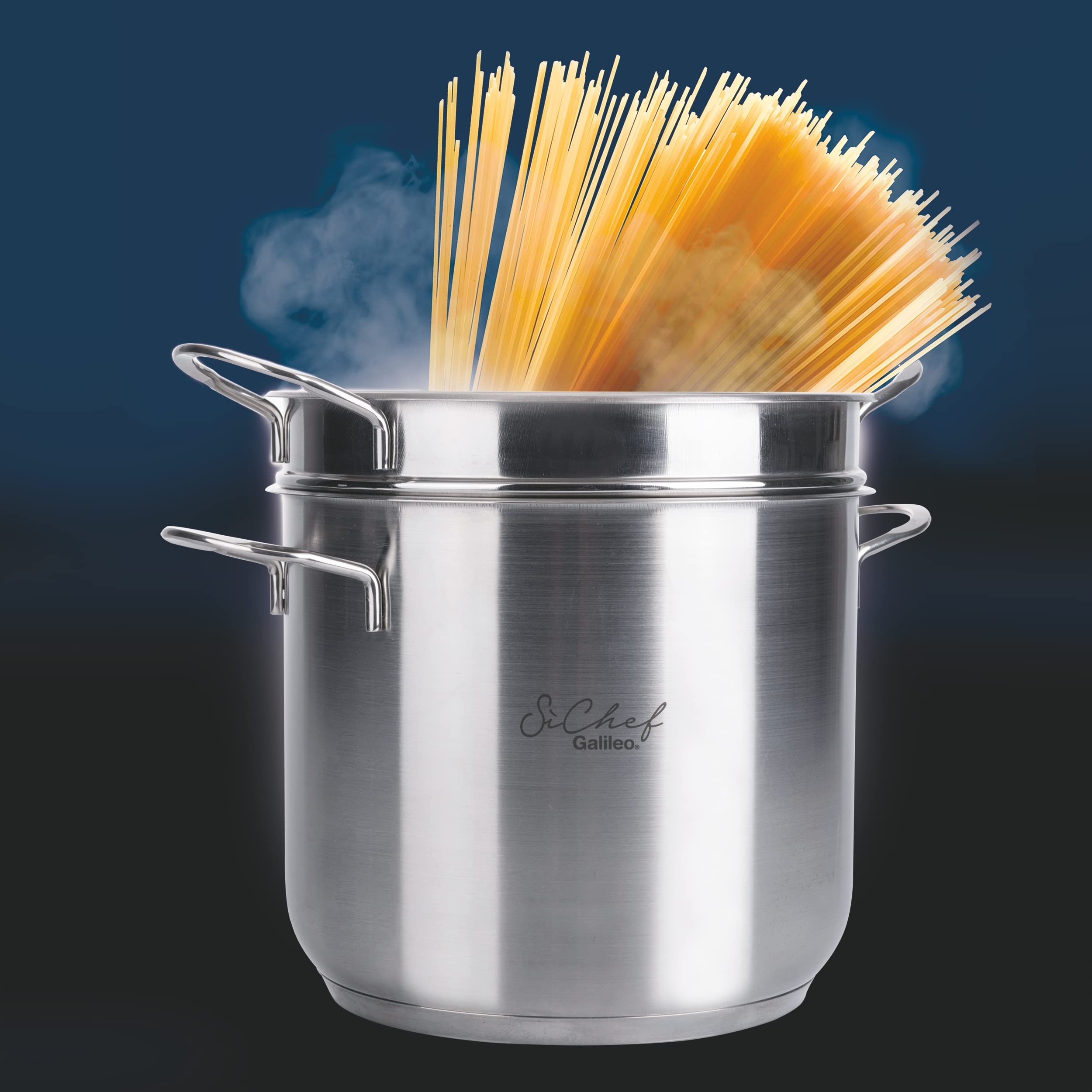 Spaghettiera 7 l con cestello e coperchio in vetro, in acciaio inox, SìChef