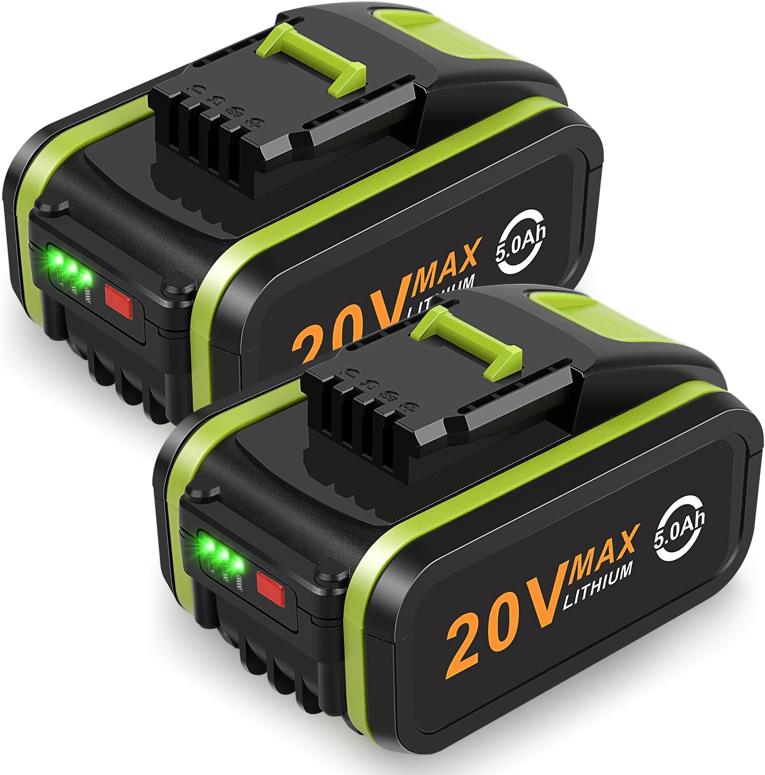 2 Pack 20V 5.0Ah Battery for Worx, ASUNCELL Li-ion Replacement Battery for 20V WA3551, WA3551.1 WA3553 WA3553.2 WA3641 WG629E WG546E WU268 WX166.4 Compatible with Worx Cordless Power Tools