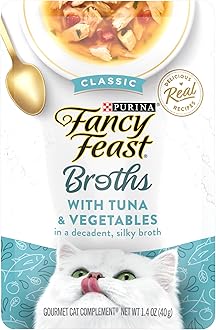 Fancy Feast Broths For Cats Tuna & Vegetables In A Decadent Silky Broth - Pack of 16, 1.4 Oz. Ea.
