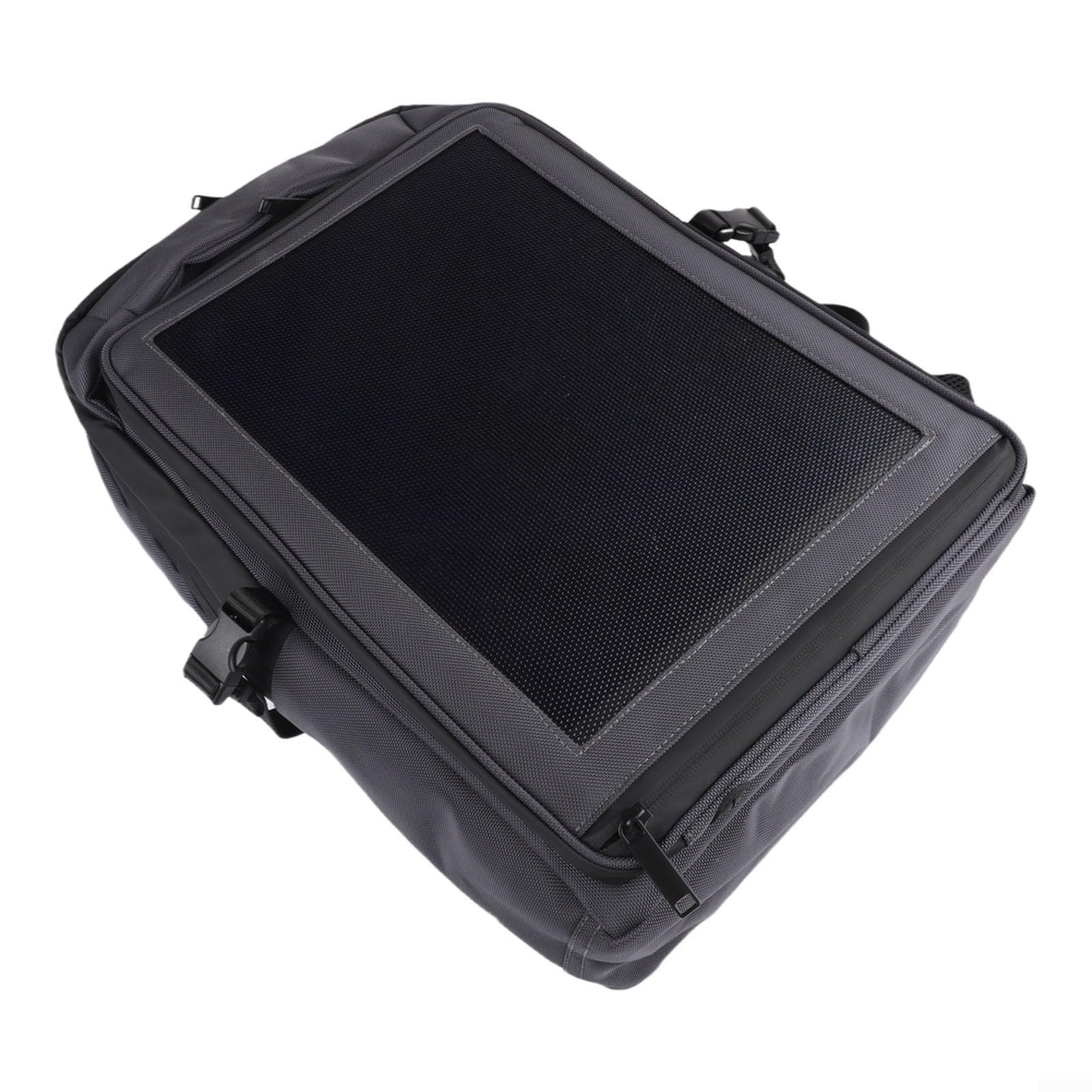 Zaino solare con pannello da 30 W, zaino Oxford leggero da 35 litri, per escursionismo, campeggio, cerniera impermeabile, grigio scuro