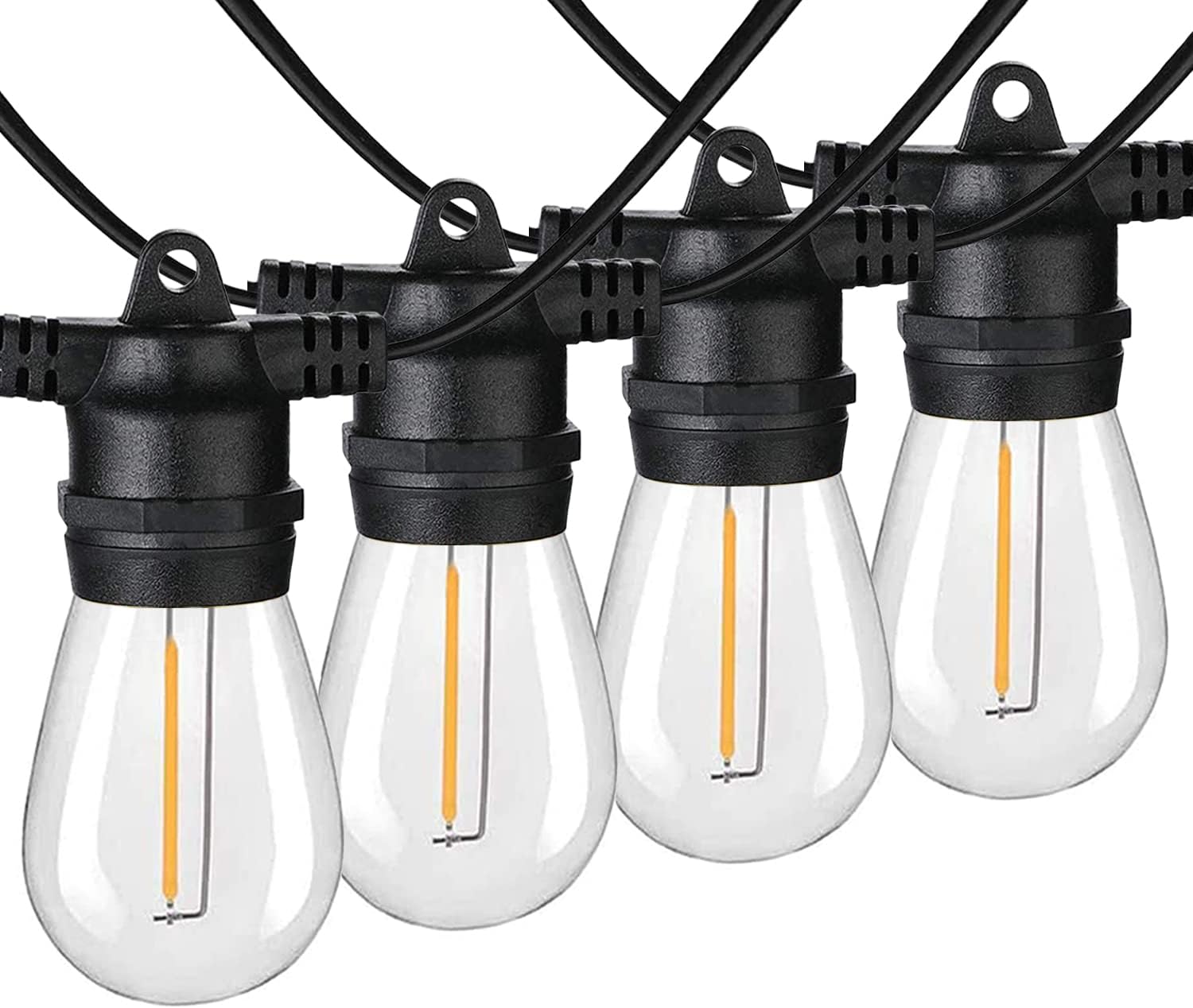 LECLSTAR 96FT (2x48FT) LED Outdoor String Lights Commercial Grade Strand 32 Dimmable Shatterproof Edison Vintage Bulbs, UL Listed Heavy-Duty Decorative Patio Café Lights, Porch Market Lights