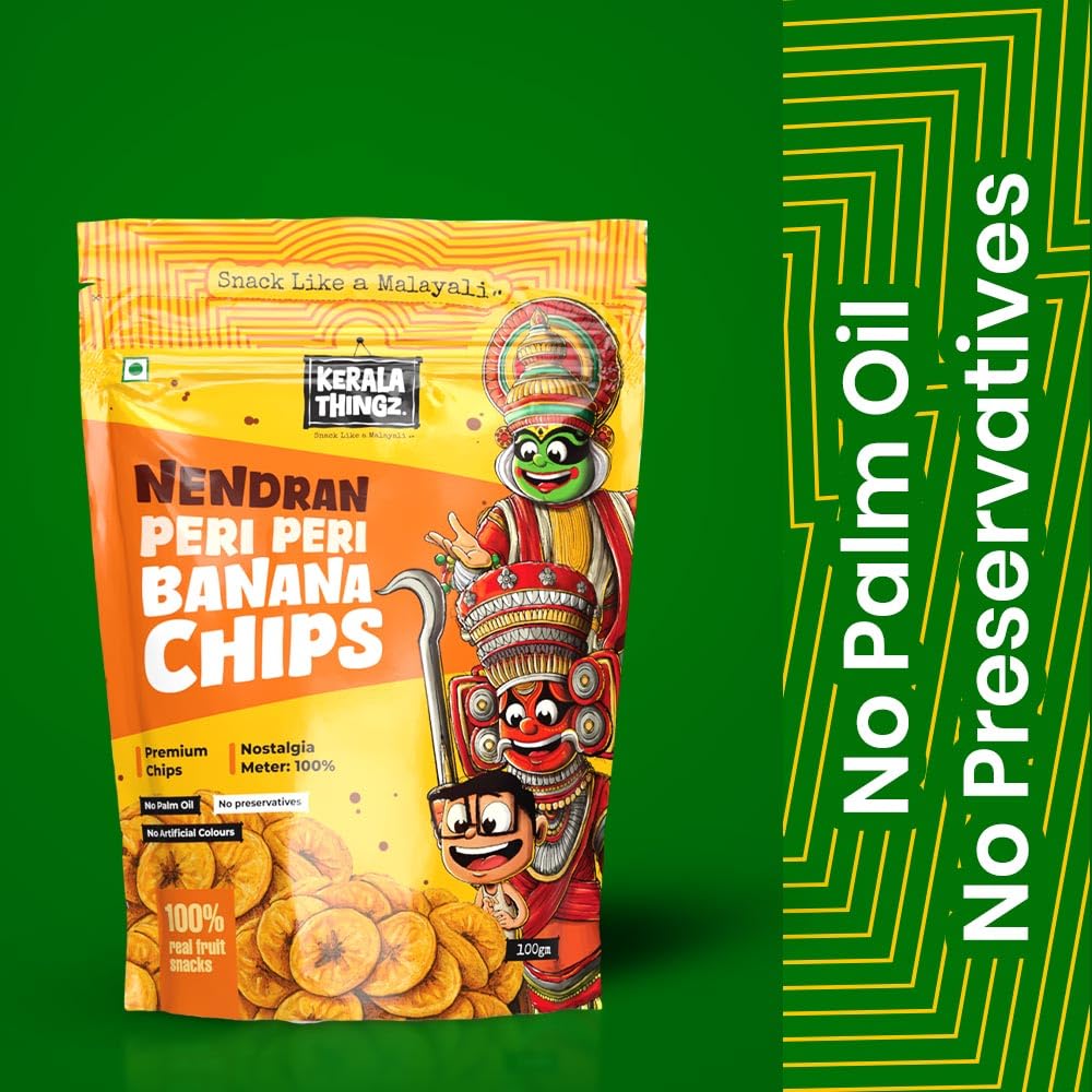 Kerala Thingz Peri Peri Banana Chips (100g) + Jackfruit Chips (150g) | Combo 250g | Traditional Kerala Snack | Premium, Crunchy & Healthy | No Palm Oil, No Preservatives, Gluten Free, No Added Sugar, No Artificial Colours 1