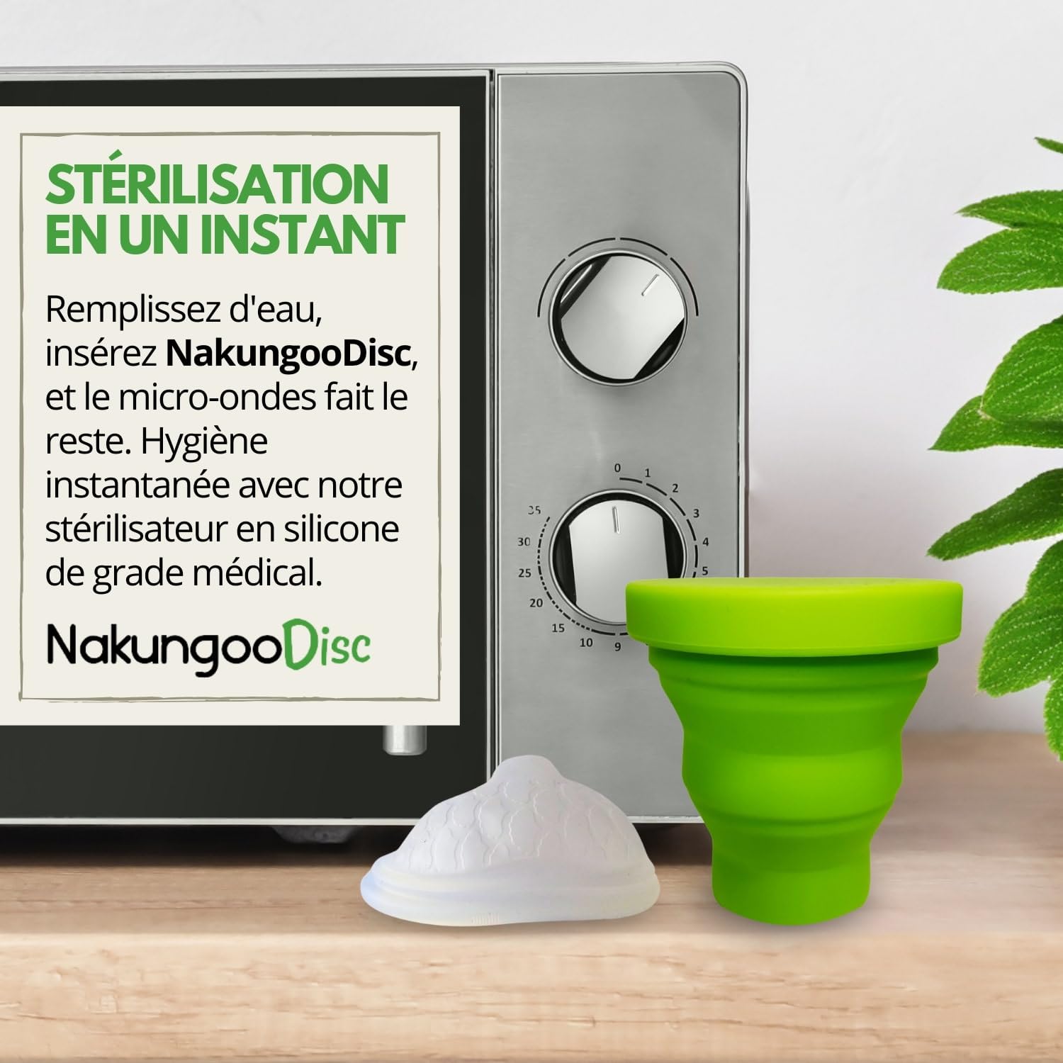 Nakungoo Disc Disque Menstruel Souple 100% Silicone Medical Certifié, Reutilisable, pour Rapports Sexuels | Kit 2 Tailles (S et L) pour Flux Abondant et Léger avec Stérilisateur et Accessoires