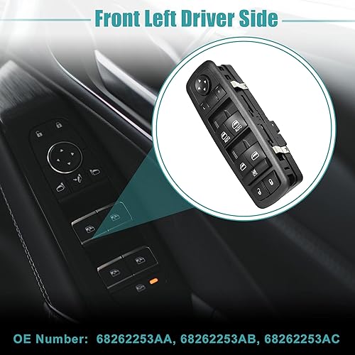 Miniatura 8 de ACROPIX Interruptor de elevalunas eléctrico principal del lado del conductor delantero izquierdo para Dodge Charger, paquete de 1, color negro