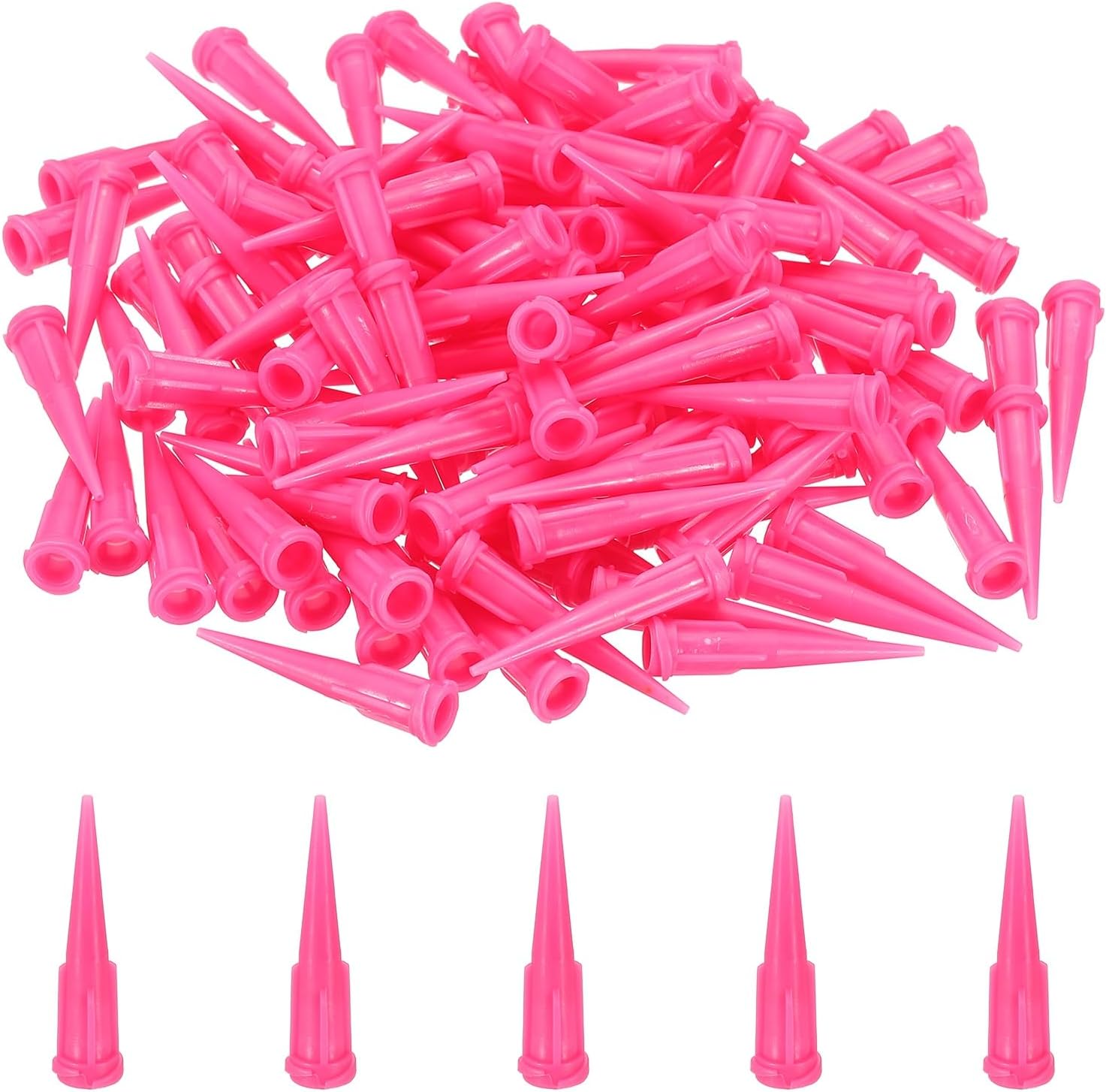 uxcell 120Pcs Plastic Tapered Pinhead, 20 Gauge TT Adhesive Dispensing Needle Tip 0.6mm Glue Applicator Blunt Tips for Industrial Oil or Glue Applicator, Pink