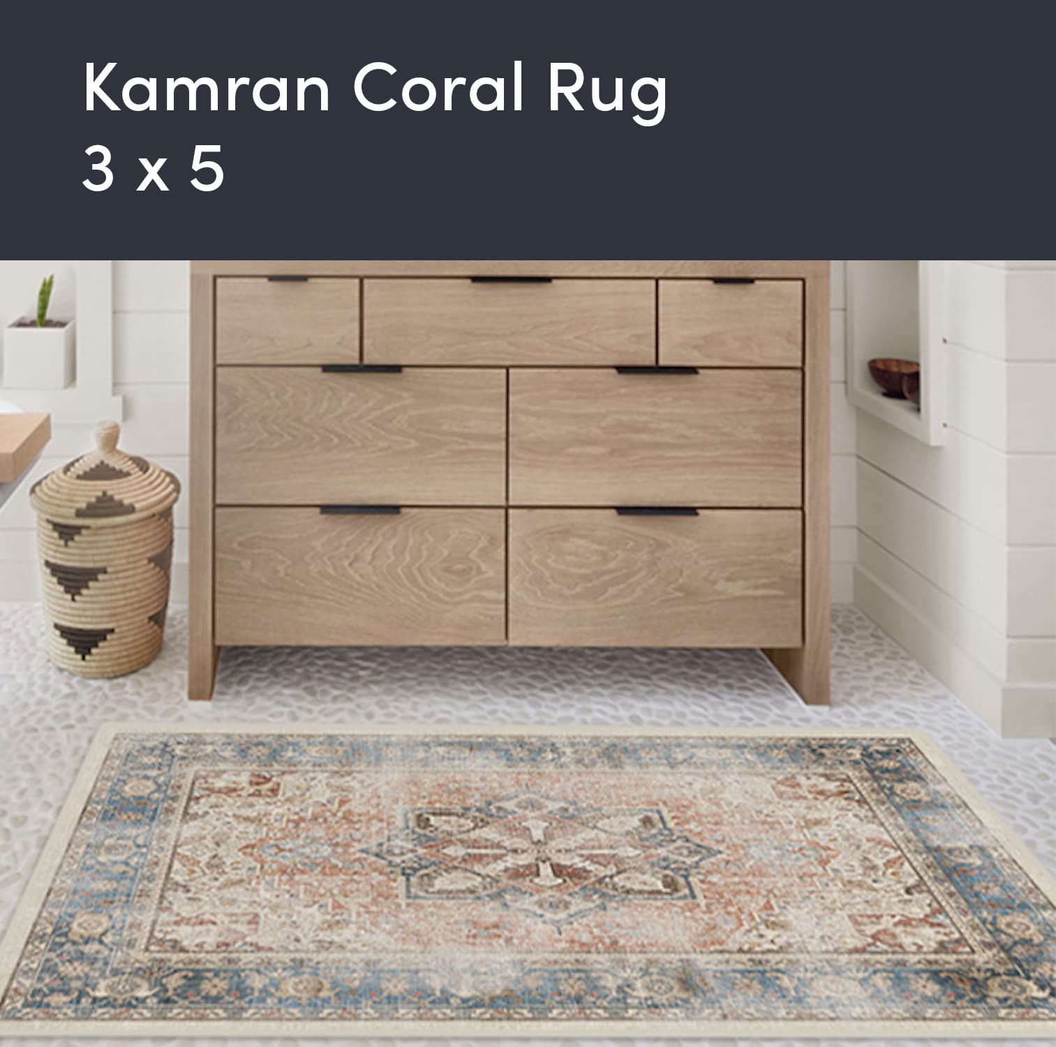 Ruggable Kamran Coral Machine Washable Area Rug Pet & Child