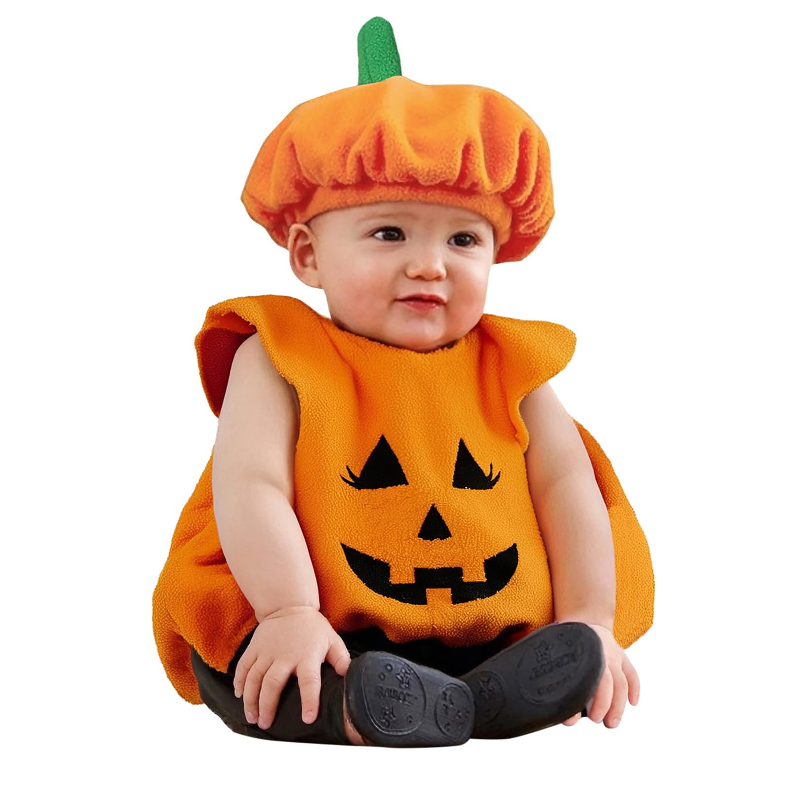 Baby Halloween Costume Cute Baby Pumpkin Outfit Tops with Hat 0-24 Months