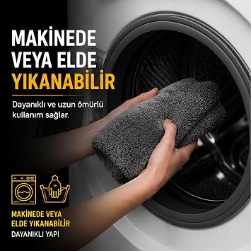 ProSet Mikrofiber Oto Yıkama Temizleme Seti | Araç Kurulama Havlusu + Otomobil Cam Bezi + Araba Yıkama Eldiveni Paketi, Profesyonel Araç Bakım Seti (3'lü Set)