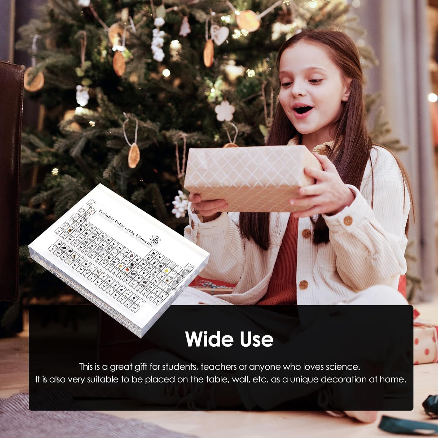 Periodic Table with Real Elements Inside, 6x4.5x1inch Acrylic Periodic Table Display with 83 Real Elements Samples Craft Decoration Teaching Tool Present for Students, Teacher, Science Lovers (8.3x5.5x1.06 inch)