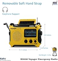 Vista 9 de Radio de alerta meteorológica Kaito KA500 de emergencia AM/FM/SW con 5 funciones Amarillo