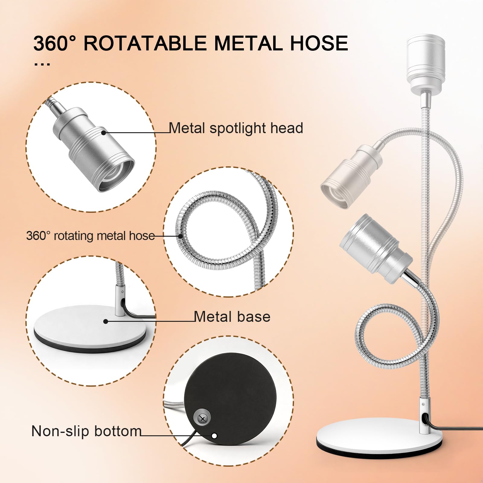 Lámpara de uñas con control de pie, luz LED UV de cuello de cisne para uñas de gel, lámpara de gel X de secado rápido para el hogar, bricolaje, manicura, alimentación USB (plateado)