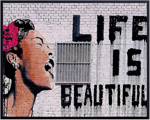 Original Banksy Life is Beautiful Graffiti Street Art - Arte callejero de 8 x 10 pulgadas, arte fotográfico para el hogar, dormitorio, decoración de