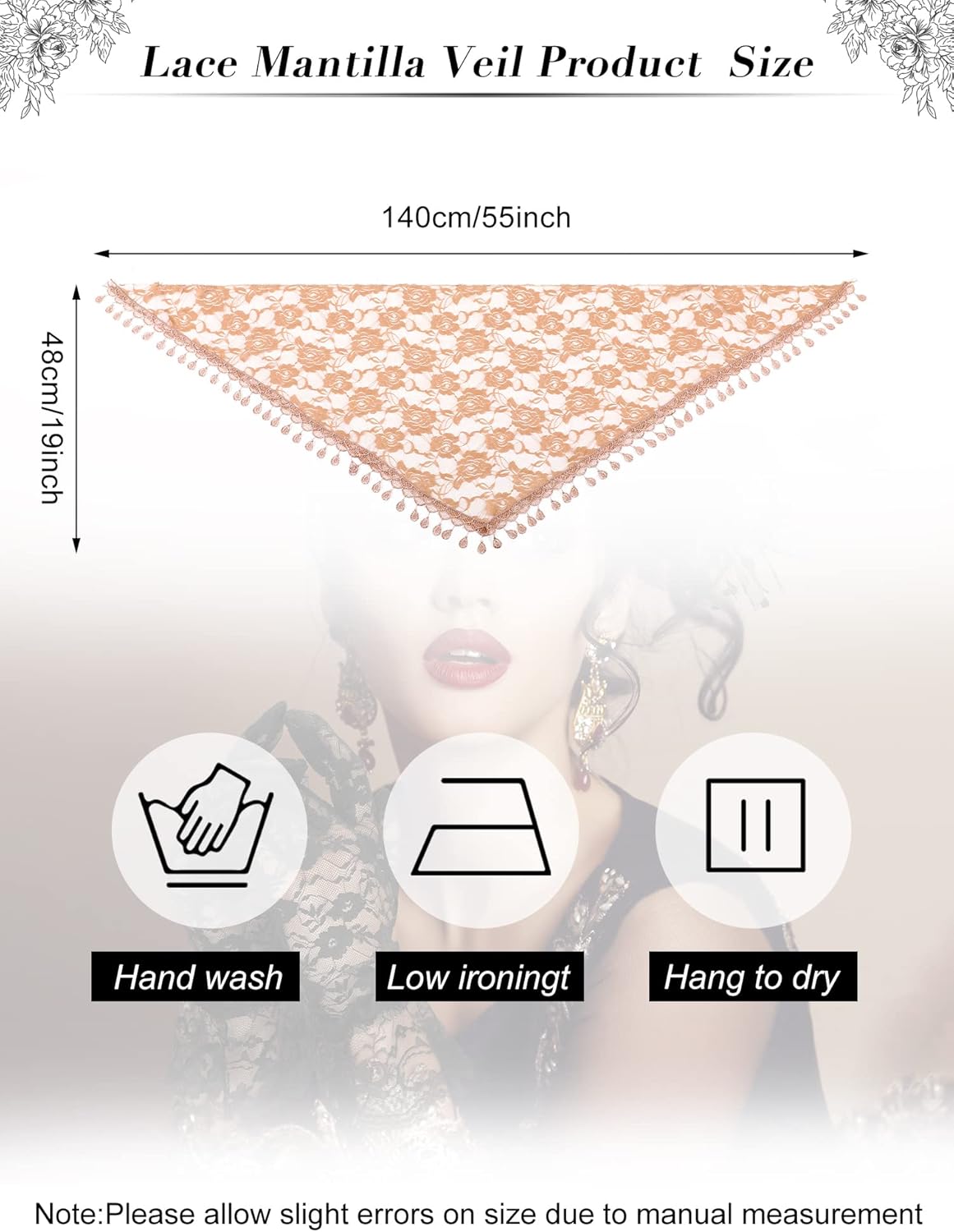 Zhanmai 6 Pieces Triangle Women Church Veil Lace Mantilla Wedding Shawl Catholic Floral Scarf Catholic Cover for Cathedral - Image 2