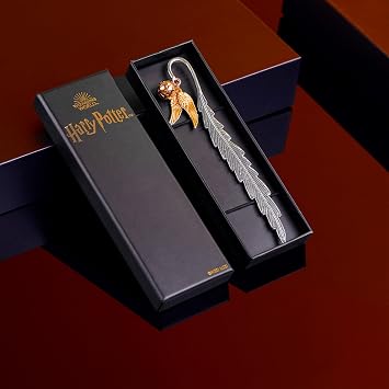 Harry Potter Metal Bookmark with Hanging Charm Golden Snitch Hogwarts Reading Gifts Book Lovers Gift Box (Golden Snitch)