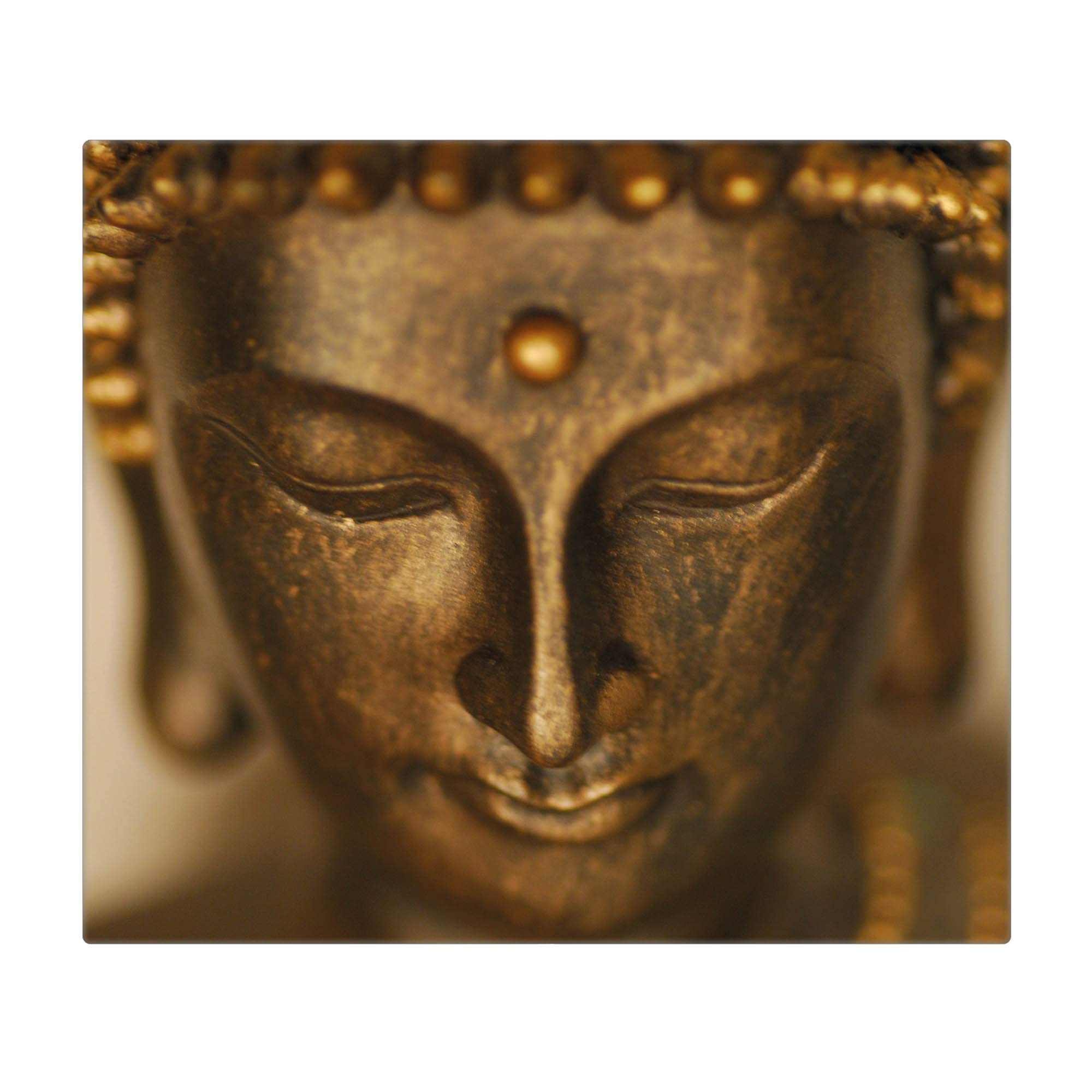 banjado Herdabdeckplatte Glas einteilig 60x52cm - Schneidebrett Herdabdeckung - Herdabdeckplatten Ceranfeld - Schneidebrett Glas - Motiv Buddha Gold