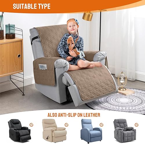 Miniatura 129 de VANSOFY Fundas 100% impermeables para sillas reclinables, antideslizantes, para sillas reclinables, protector de muebles, funda lavable con Negro