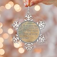 Vista 15 de Adorno de Navidad con mapa del mundo antiguo, We Travel Not to Escape Life, adornos metálicos de copo de nieve para árbol de Navidad, mapa del mundo