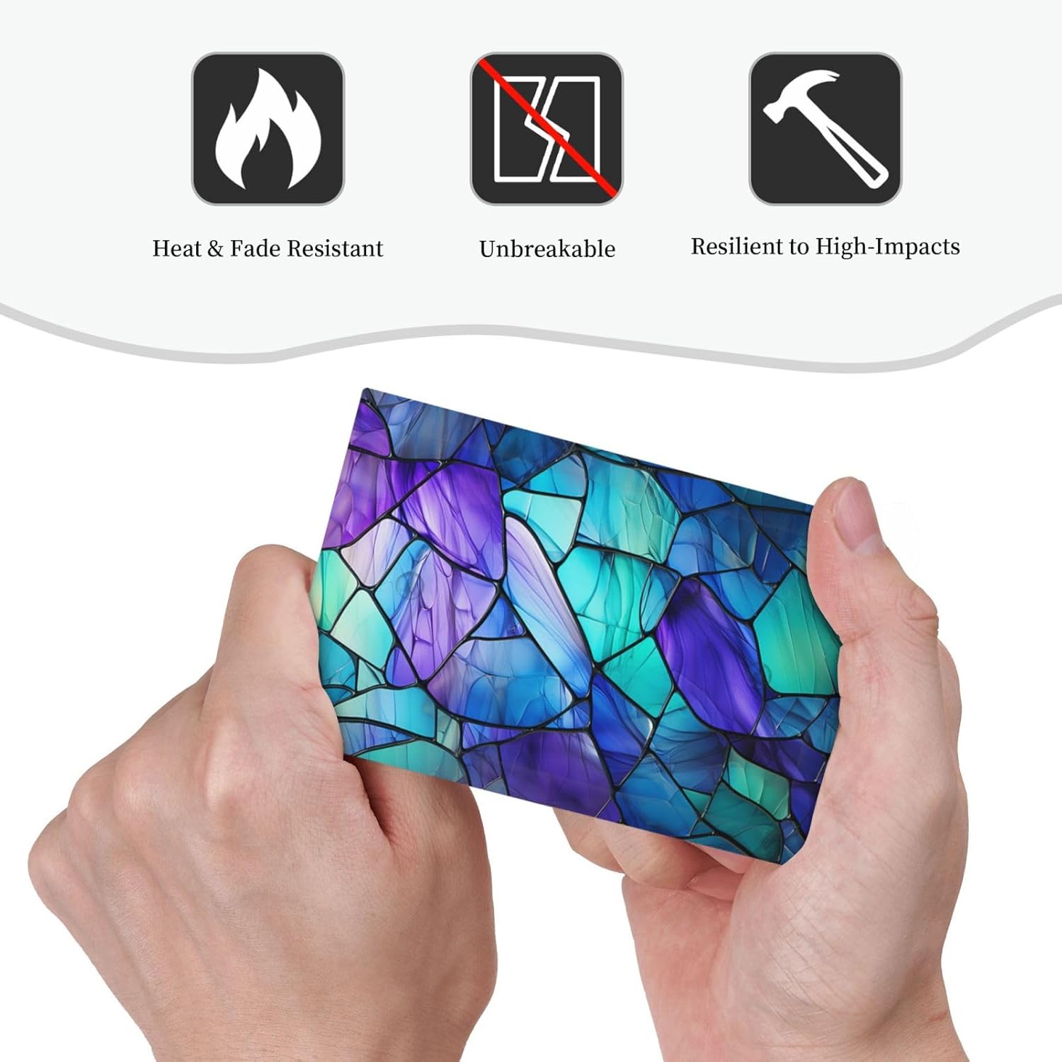 Light Switch Cover Plate Blue Purple Stained Glass Geometric Pattern 1 Gang No Device Blank Wall Plate Decorative Switch Plate Covers Electrical Outlet Cover for Bedroom Home Decor