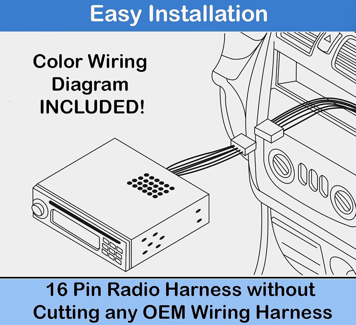 Wire Harness Replacement for Sony Car Radio CDX-F7710 CDX-F7715X CDX-GT24W CDX-GT240 CDX-GT565UP CDX-GT640UI CDX-GT700HD CDX-GT710 CDX-H910UI CDX-M60UI DSX-MS60 MEX-BT39UW