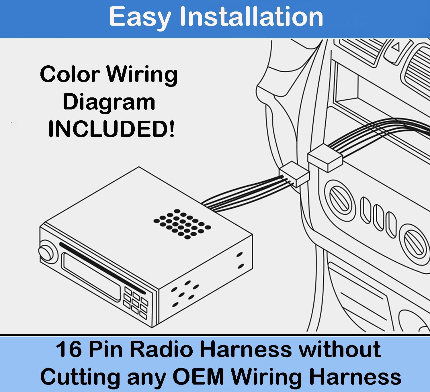 Wire Harness Replacement for Pioneer Select MVH, SPH, DMH-Series Car Radio DMH-100BT DMH-1500NEX DMH-160BT DMH-1770NEX DMH-W4660NEX MVH-200EX MVH-210EX MVH-2400NEX MVH-300EX MVH-AV251BT SPH-DA120