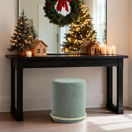 Miniatura 3 de Get Set Style Moderno otomano redondo con asiento acolchado suave, taburete multifuncional para maquillaje, reposapiés tapizado, taburete otomano