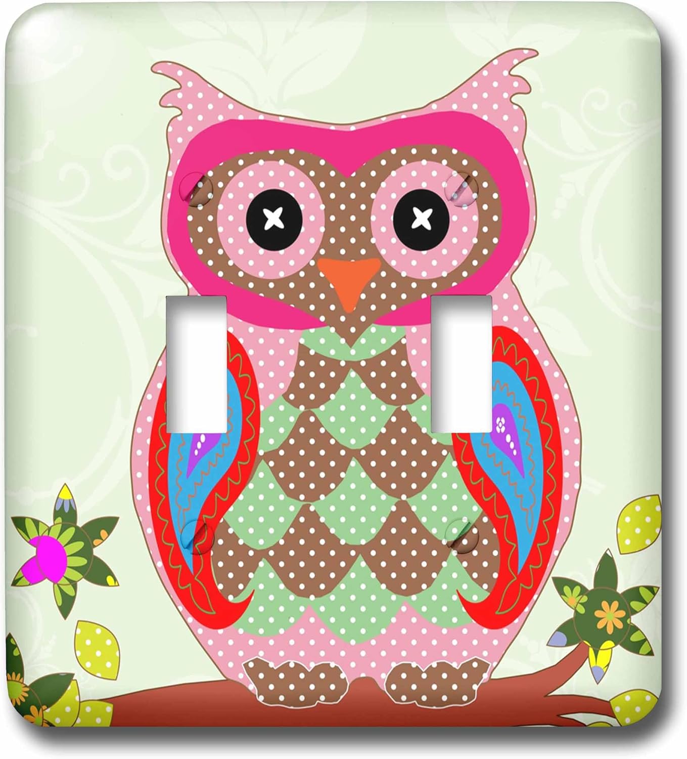 3dRose Image of Adorable Patchwork Owl double toggle switch