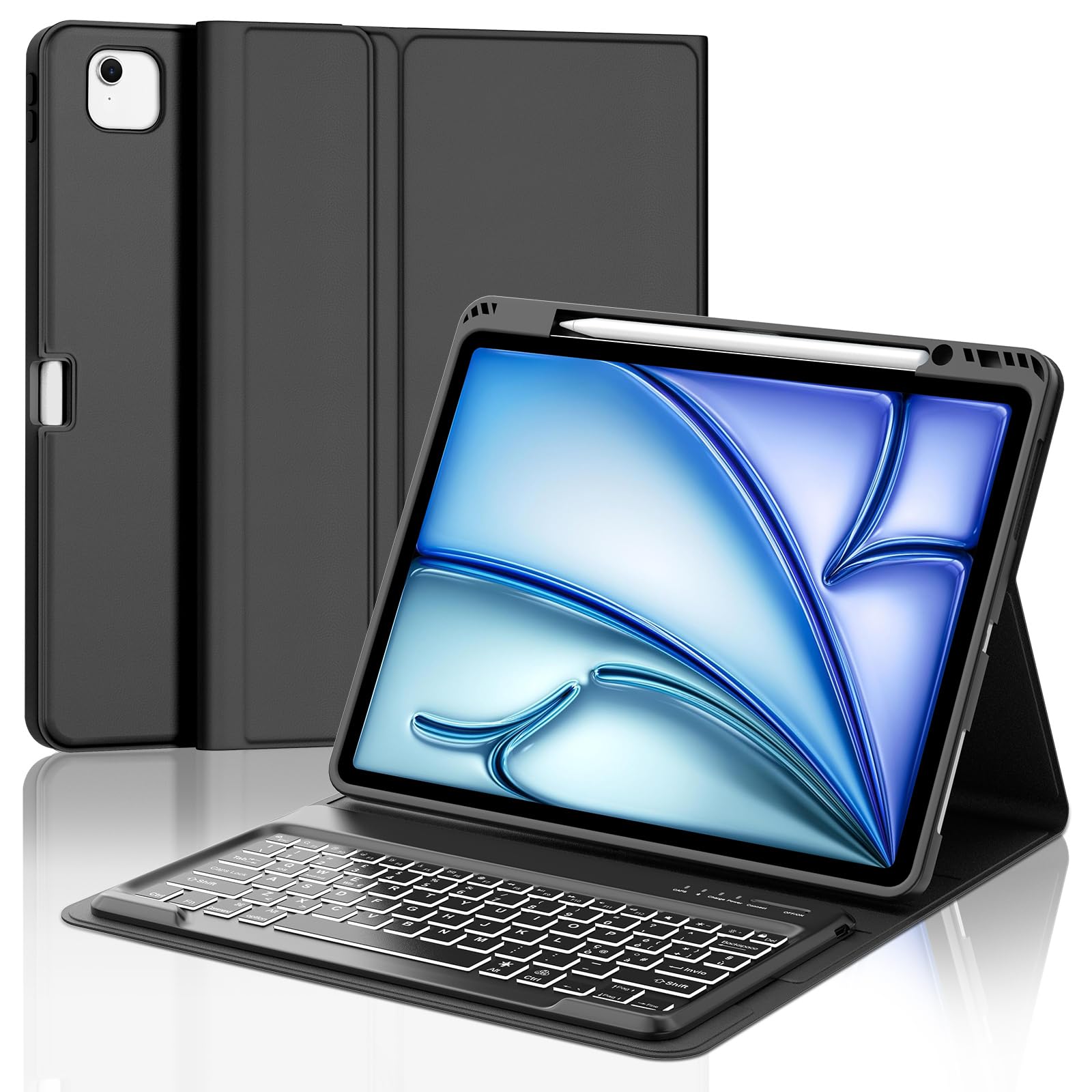 Occtingkind Per iPad Air 13 (M4/M3/M2) Cover Tastiera con RGB Italiana | Tastiera per iPad Air 13 M4 - Con Retroilluminazione 7 Colori Custodia Magnetica Keyboard, Utilizzo ottimale, Nero