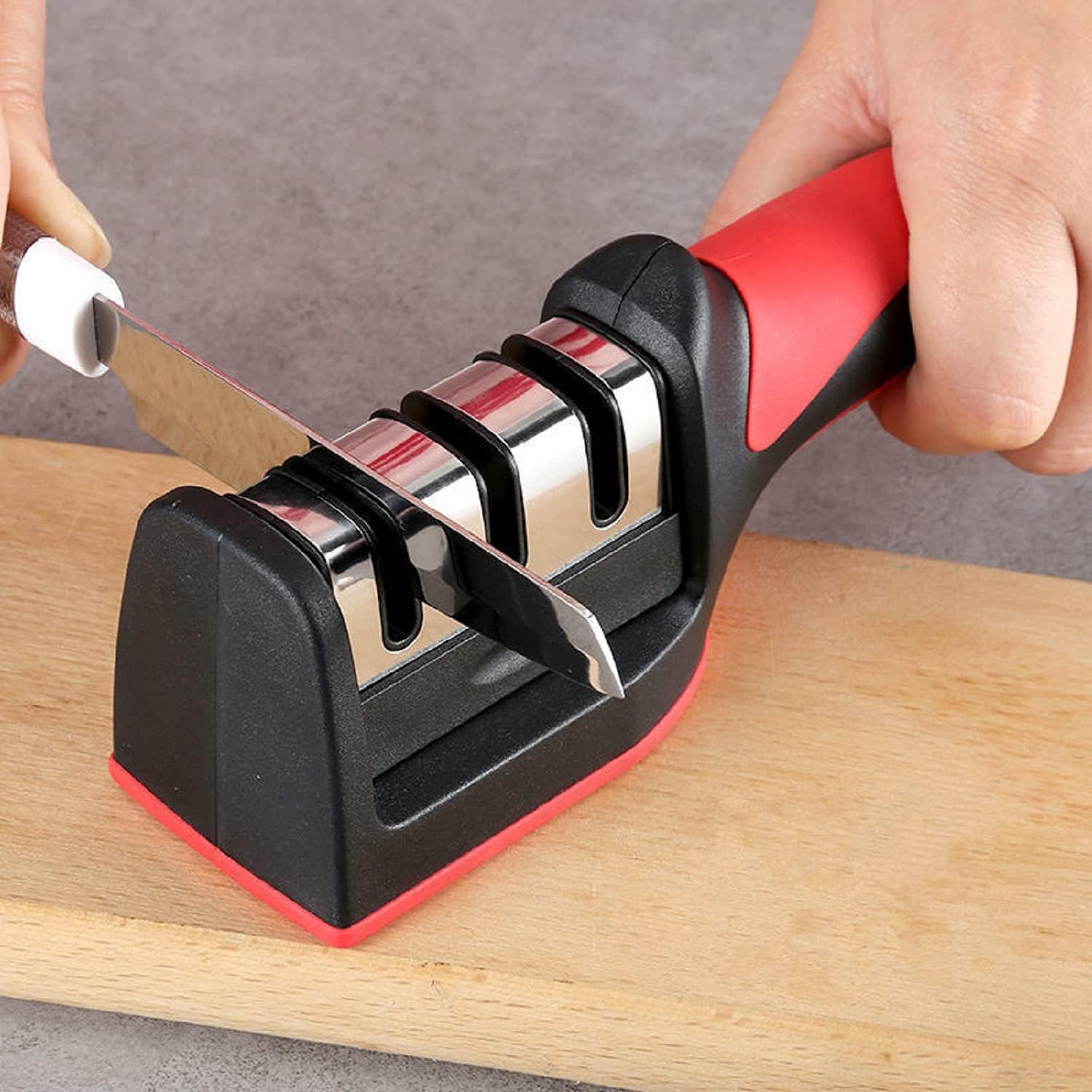 Kitchen Knife Sharpeners, Stainless Steel Knife Sharpeners, 3 Stage Portable Knife Sharpening