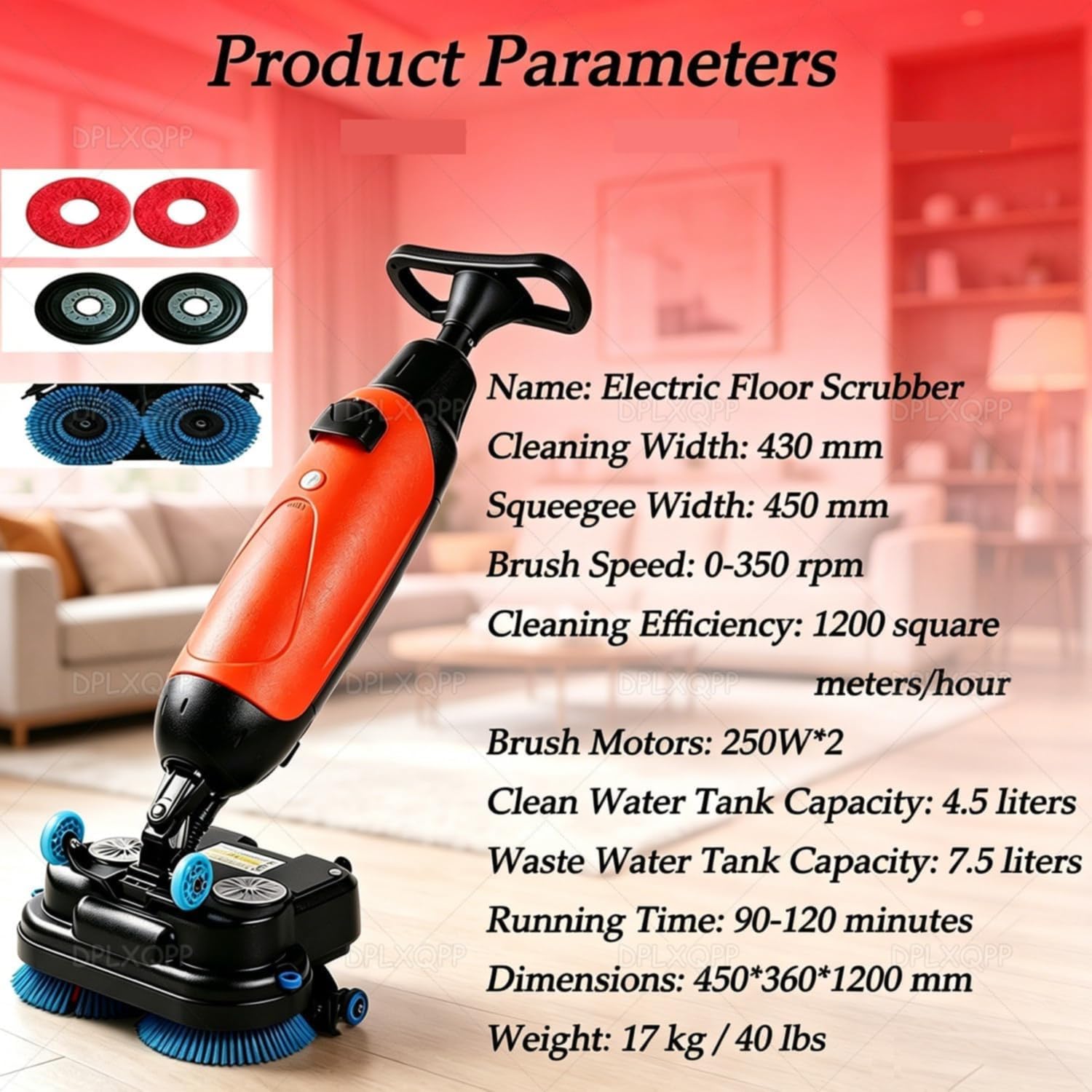 Universelle, kabellose, handgeführte Bodenreinigungsmaschine für Restaurants