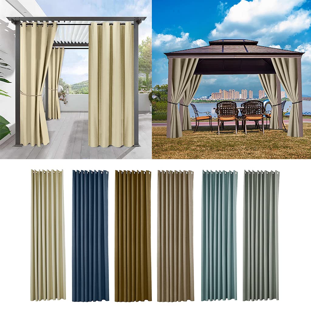 Amcerd Outdoor Curtains with Eyelets Top and Bottom and Bottom, 160 x 240 cm, Outdoor Curtain, Waterproof Privacy Screen, Sun Protection, Opaque Curtain, Patio, Garden, Balcony, UV Protection, Outdoor
