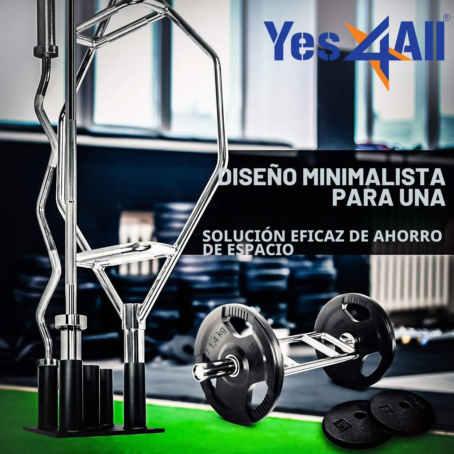 Yes4All Vertical Barbell Holder Stand - Soporte para barras olímpicas - Opcional: Soporte Para 5 Barras o 9 Barras