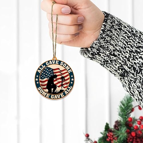 Miniatura 3 de Hyturtle Adorno navideño de veterano para árbol de Navidad 2D, regalos para soldado veterano, fuerzas armadas, miembros militares del ejército de