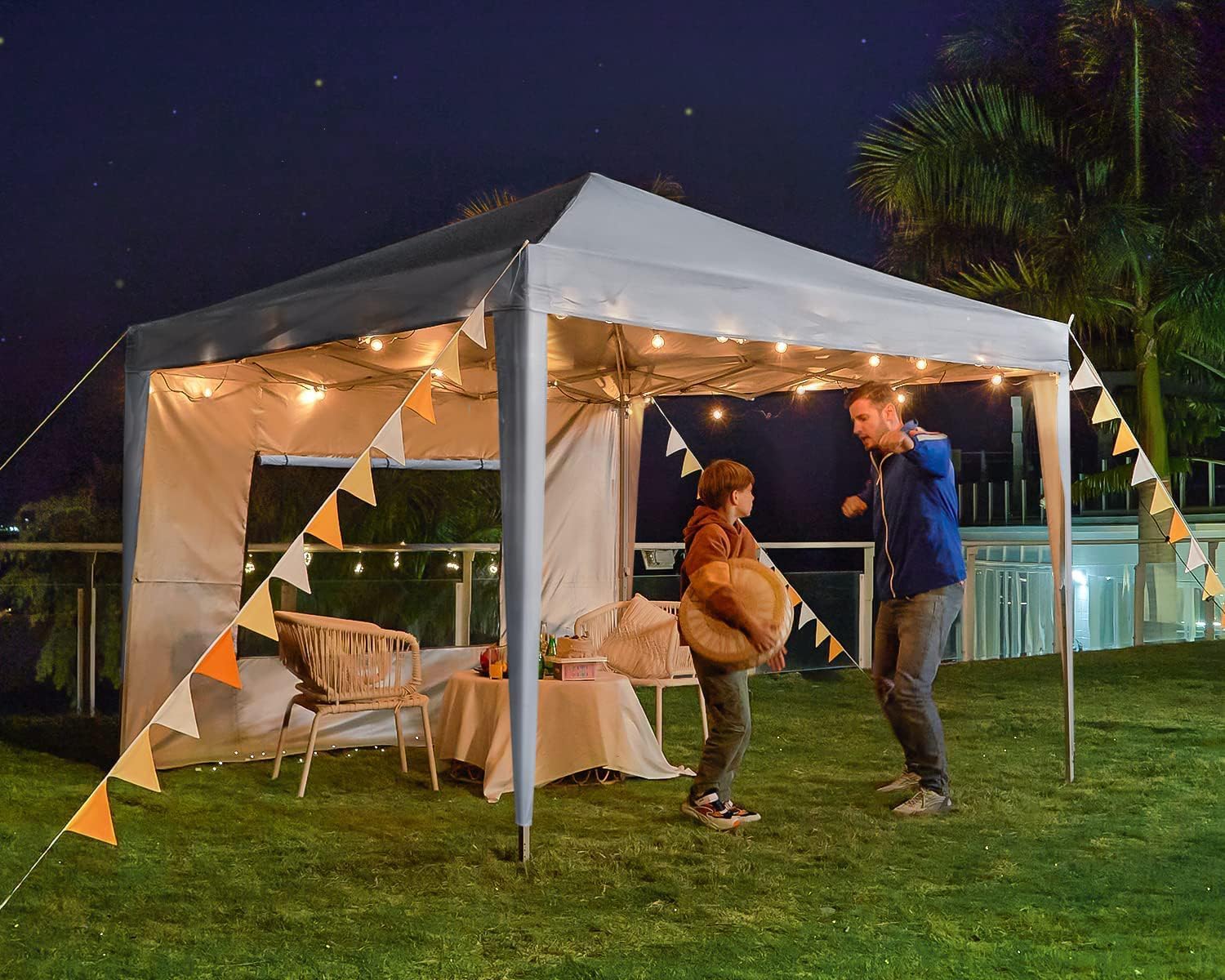 2.5m ワンタッチ タープテント 3段階調節 UVカット 耐水 キャンプ