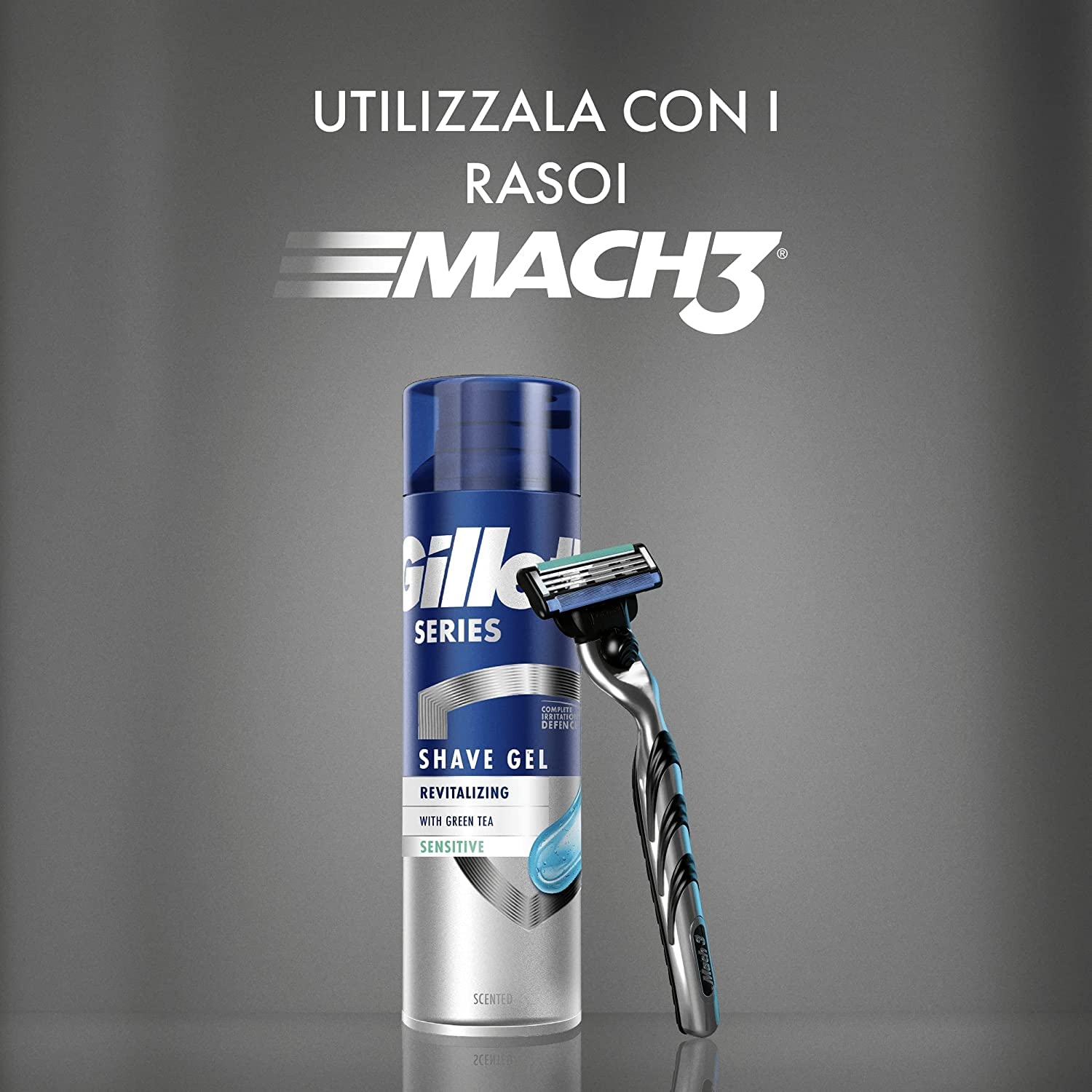Gillette Series Gel da Barba Rivitalizzante con Tè Verde, Rinfresca e Rivitalizza la Pelle, Protegge la Pelle Sensibile, Rasatura Confortevole, 200ml X6, Idea Regalo