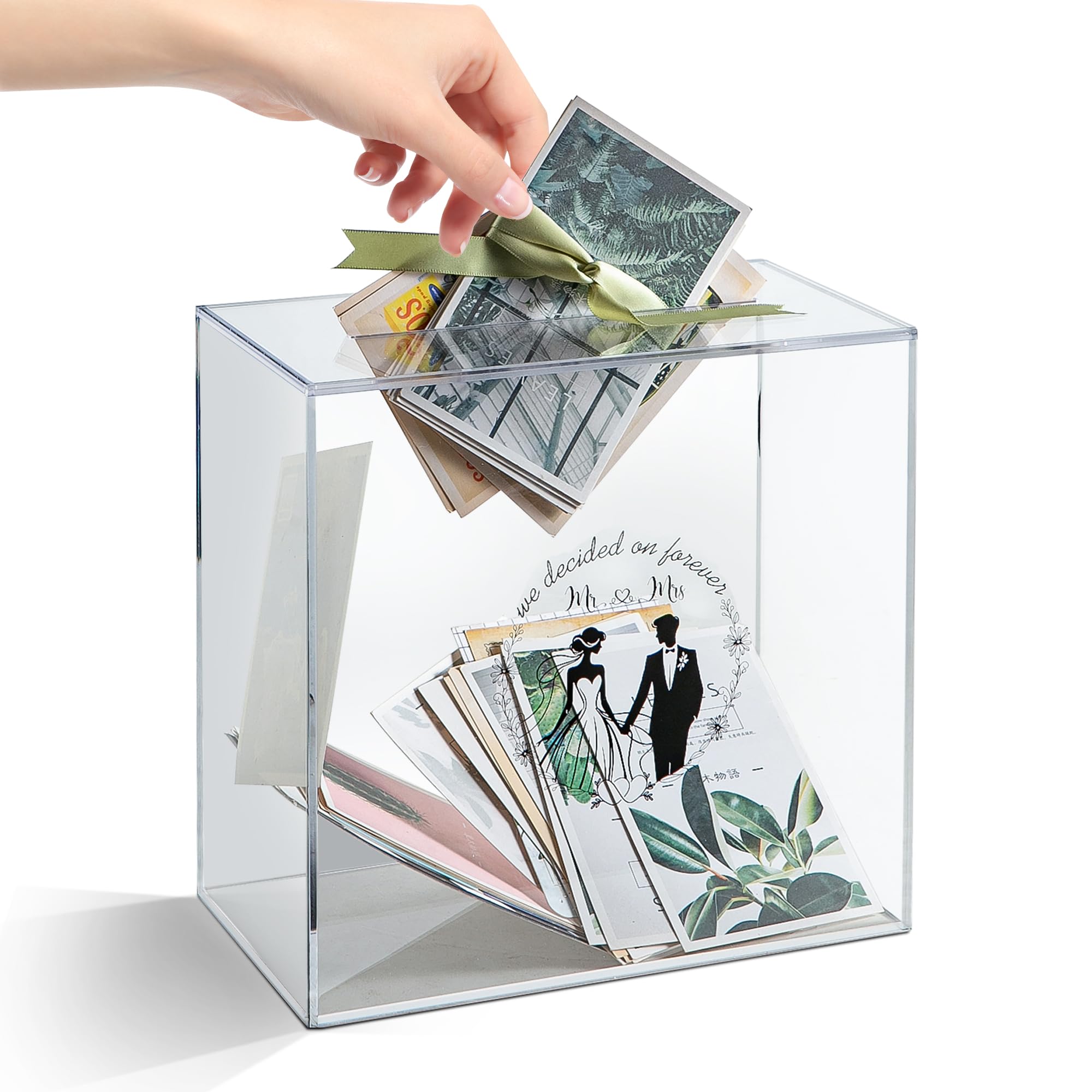 Photo 1 of Giadun Acrylic Wedding Card Box, Large Gift Card Boxe with Slot for Reception, Wedding Reception Card Boxes for Wedding Anniversary